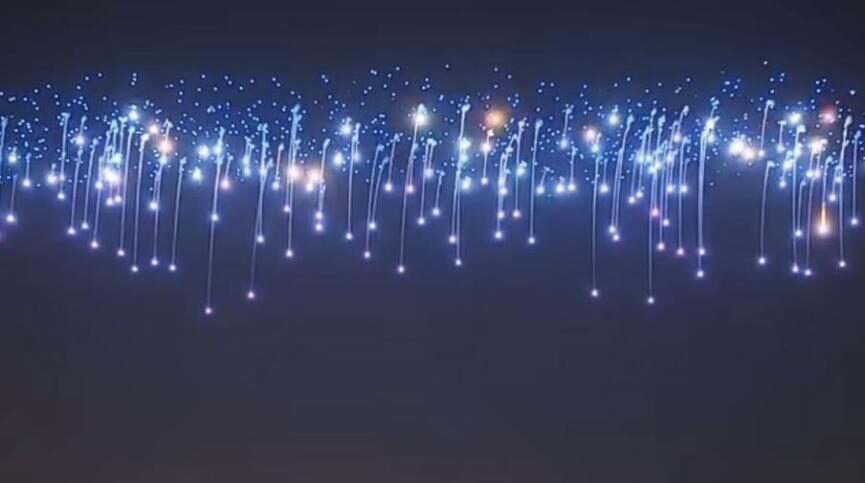 蓝色流星雨 无人机编队画面